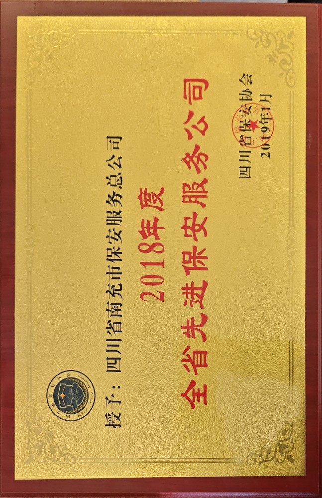 2018年度全省先进保安服务公司